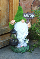 Solar Santa Garden Gnome Grass Welcome Ornament 35cm