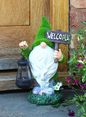 Solar Santa Garden Gnome Grass Welcome Ornament 35cm