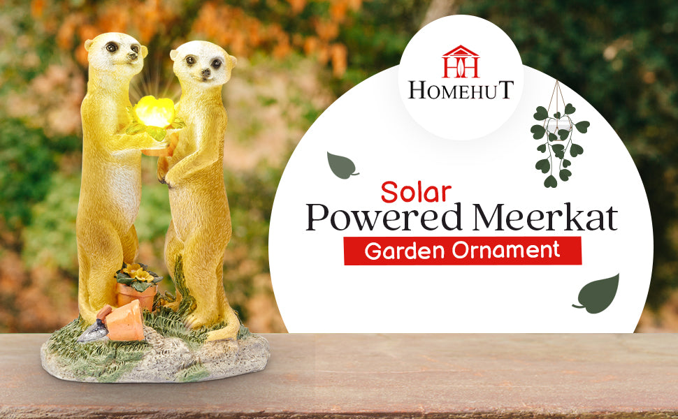 Valentine Solar Meerkat Couple Garden Ornament