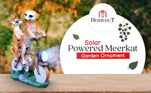 Solar Meerkats on a Motor Bike Garden Ornament