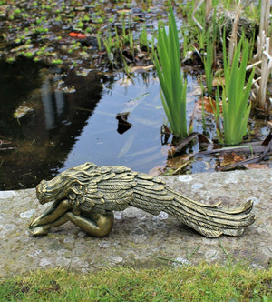 Bronze Long Sitting Fairy Angel Garden Ornament Statue
