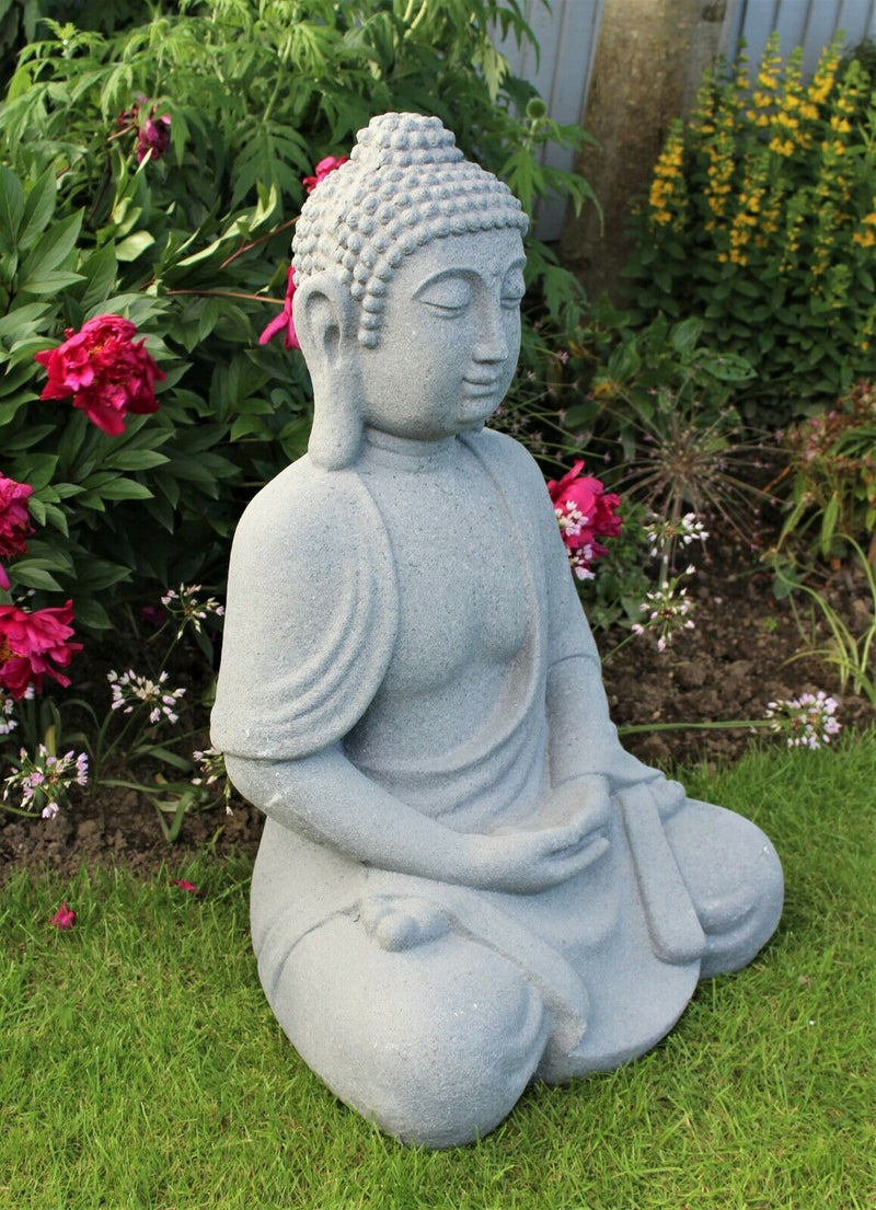 Large Grey 1m Indoor / Outdoor Giant Sitting Buddha Statue – The Home Hut