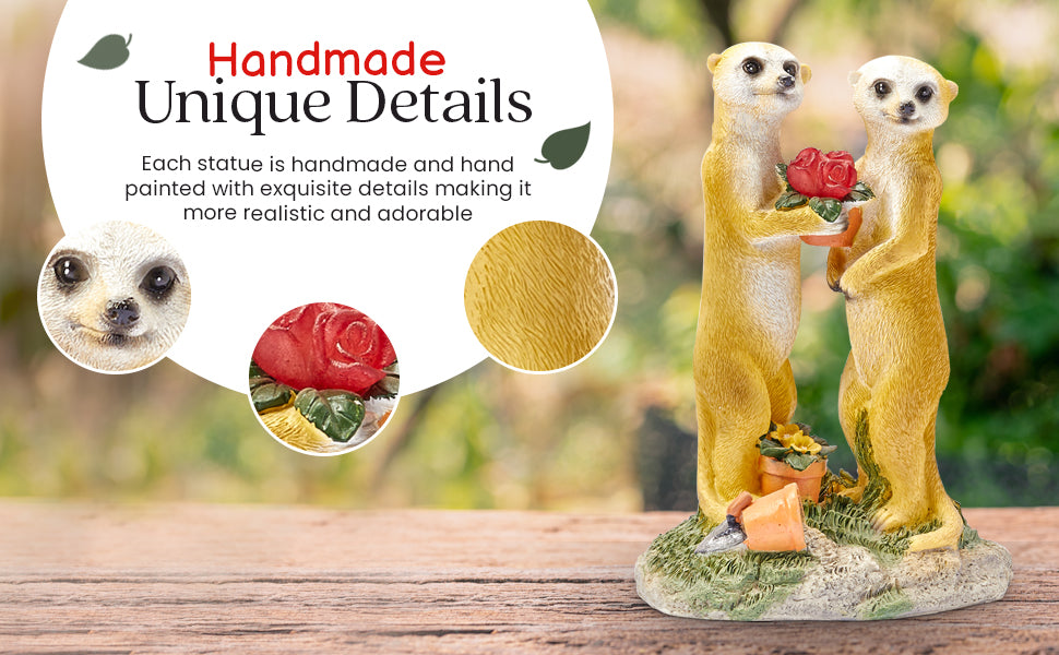 Valentine Solar Meerkat Couple Garden Ornament