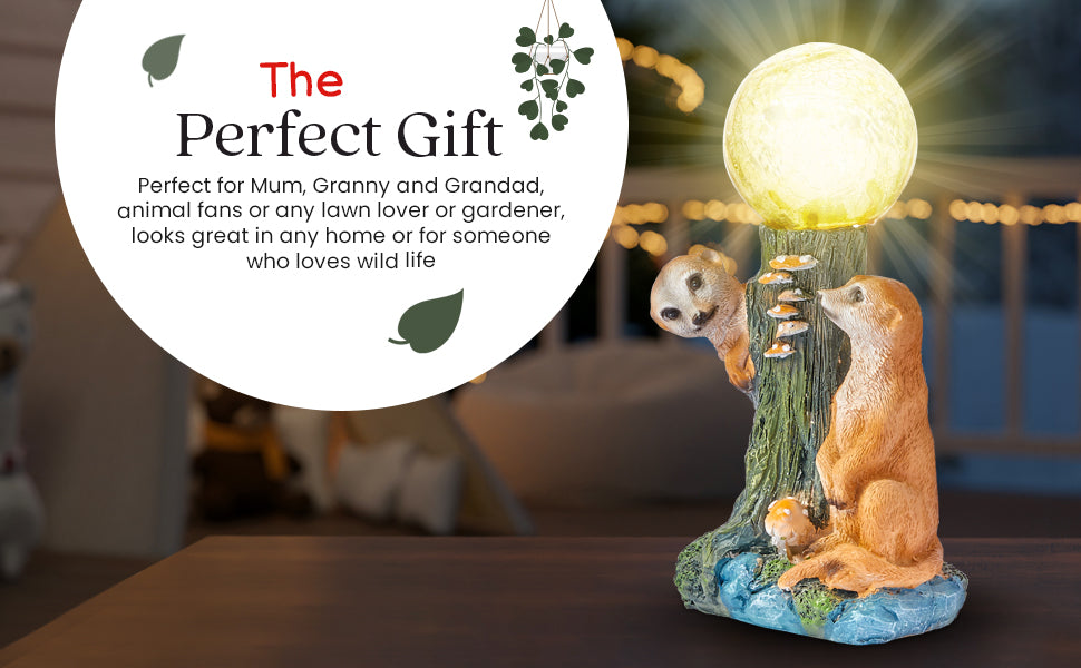 Solar Meerkat Garden Ornament with light up Flower