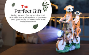 Solar Meerkats on a Motor Bike Garden Ornament